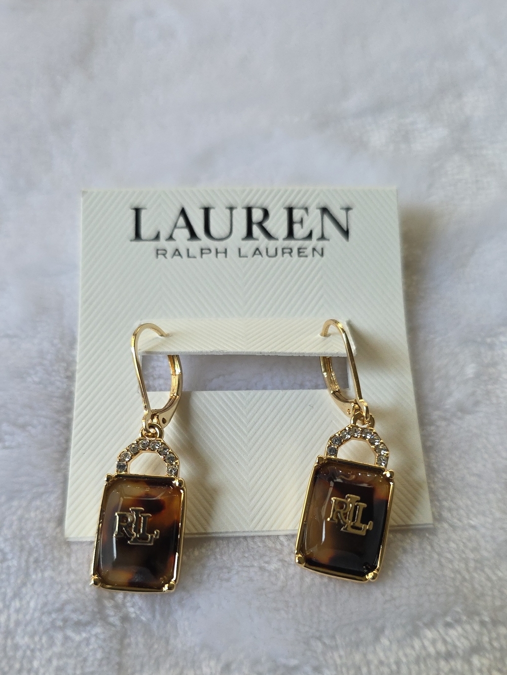 Lauren Ralph Lauren Gold-tone Tortoise‎ shell RL Drop Earrings